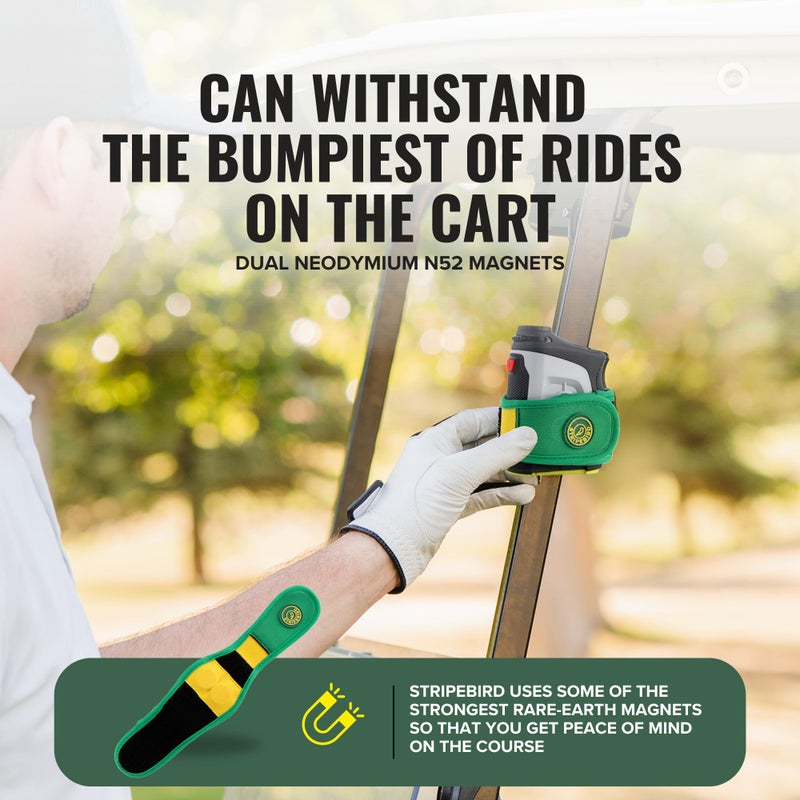 Stripebird 2.0 Slim Golf Magnetic Rangefinder Strap - Green, Form Fitting, No Buckle - Magnetic Range Finder - Image 2